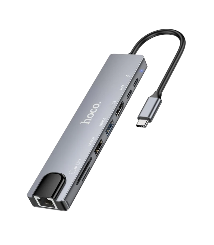 20250106171357_65879-Photoroom.webp Hoco DUP09 8-in-1 Type C Docking Hub Converter Adapter - Image 1